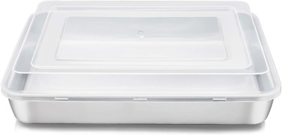 Stainless Steel Baking Pan with Lid Rectangle Cake Sheet Bakeware Brownies 