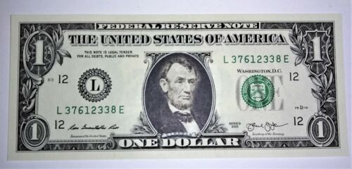 Real $1 Dollar Bill with Lincoln