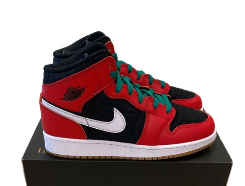 スニーカー Nike AIR JORDAN 1 MID SE 5FT149 Air Jordan 1 Mid SE (GS) Size 5Y/WMNS 6.5 Black/Fire Red