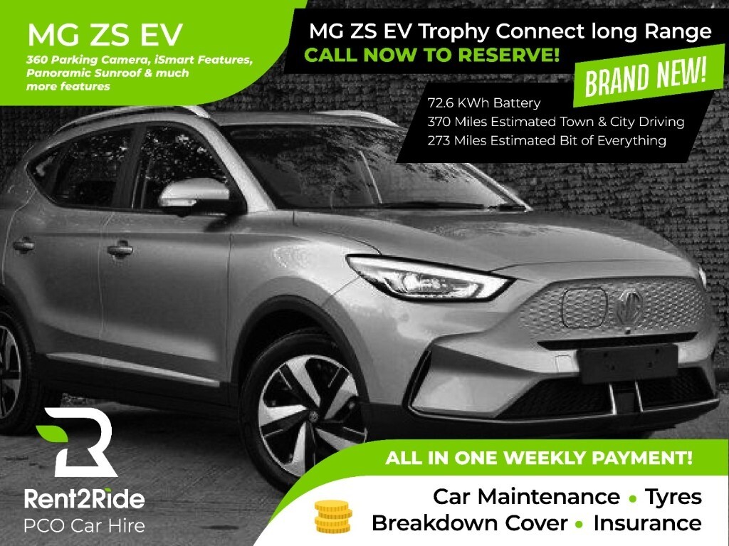 NO DEPOSIT REQUIRED MG 5 EV & MG ZS Trophy Long Range PCO Car Hire Uber Rental in