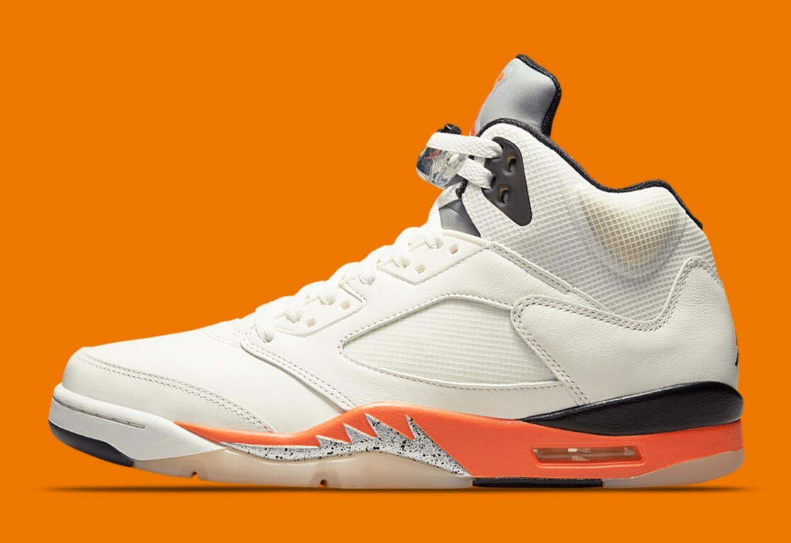 

Nike Air Jordan 5 Orange Blaze DC1060-100 Оранжевые кроссовки Мужские кроссовки US6-12, Белый, Air Jordan 5