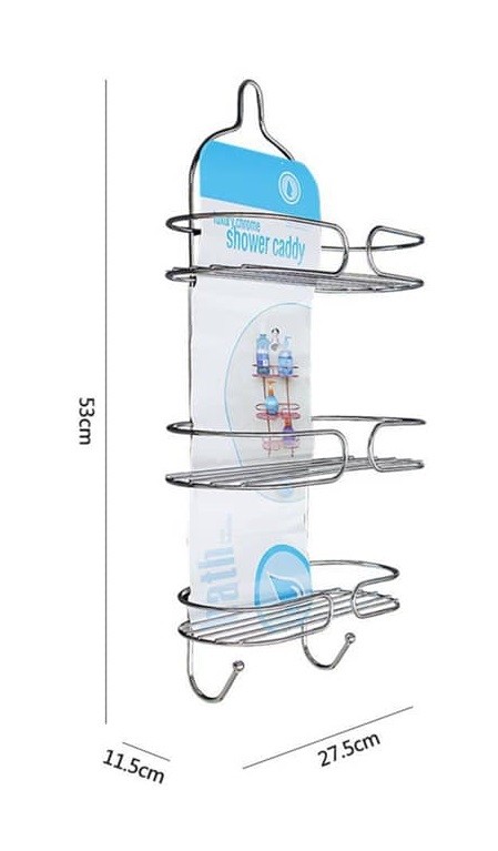 Mensola Organizer Bagno Doccia a 3 Livelli Ripiani Appendini Cromato 52718 dfh
