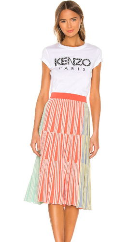 Kenzo Contrasting Knit Midi A-Line Stretch Skirt in