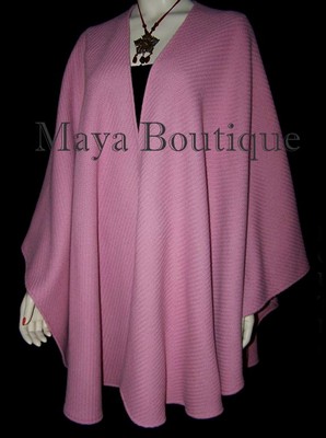 Pre-owned Ruana Cape Coat Wrap Cashmere Wool Blend Coral Blush Maya Matazaro Usa Made In Pink