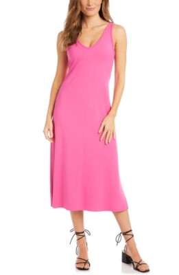 Karen Kane Womens Brigitte Pink Solid Tank Casual Midi Dress M NWT  $128, (bn16)