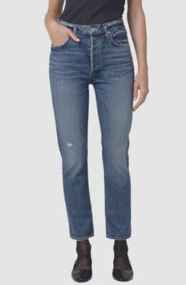 $238 Citizens of Humanity Women's Blue High-Rise Straight Jeans Pants Size 29