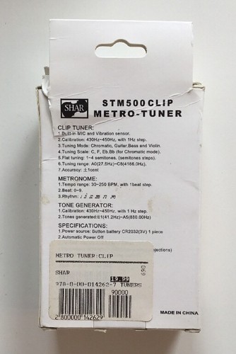 Shar Digital Clip-on Metro Tuner STM500 metronome Tone Generator EUC