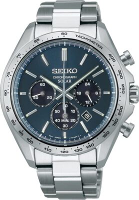SEIKO SEIKO SELECTION SBPY163 PANDA BLUE DIAL SOLAR ANALOG CHRONOGRAPH MEN WATCH