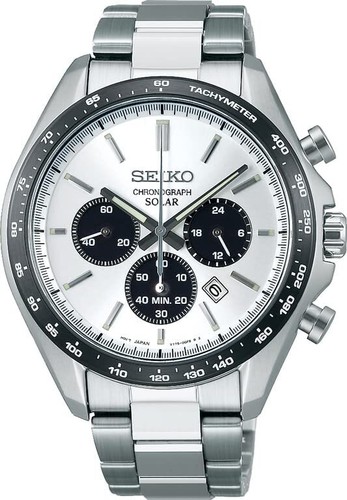 Pre-owned Seiko Selection Sbpy165 Chronograph Solar Analog Panda White Dial Watch Men