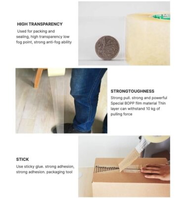 supplyhut 12 Rolls Shipping Packaging Box Packing Sealing Tape 1.6 mil 2" x...