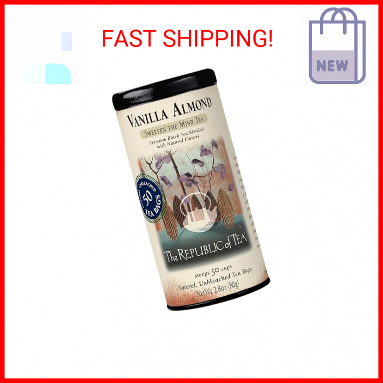 &mdash; Vanilla Almond Black Tea Tin, 50 Tea Bags, Naturally Caf