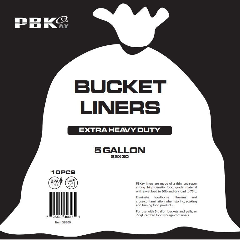 5 Gallon Bucket Liner Bags for Marinating and Brining Food Grade BPA Free 10pk