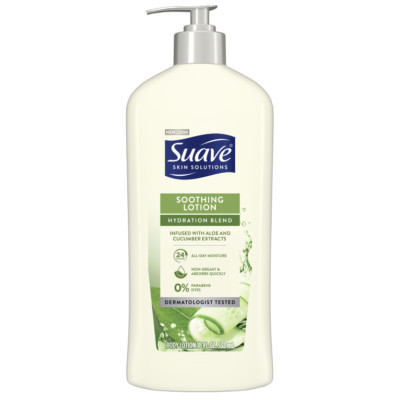 Suave Skin Solutions Body Lotion Soothing Moisturizer with Aloe 18 oz Pack of 2