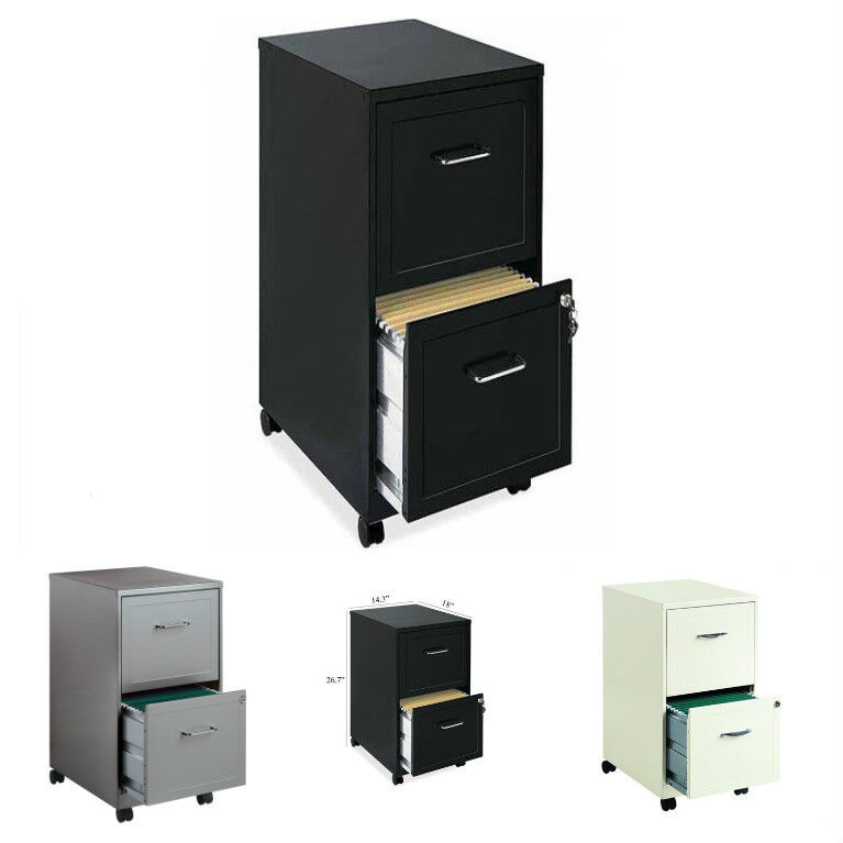 2 Drawer Metal File Cabinet Mobile W Two Locking Drawers Ideal