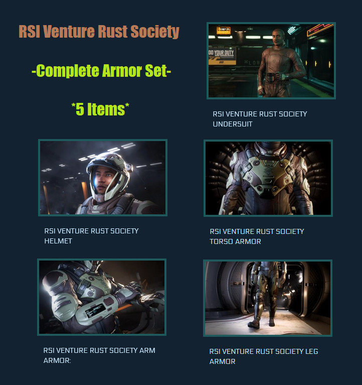 Star Citizen - Rsi Venture Rust Society Complete Armor Set