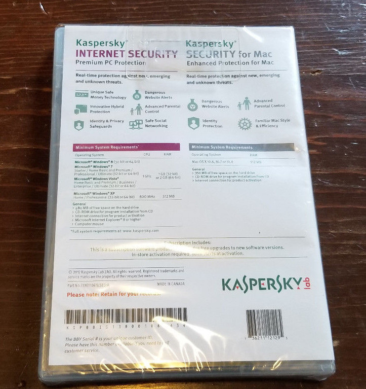Kaspersky Internet Security Premium Protection for 3 Devices Mac PC NEW SEALED