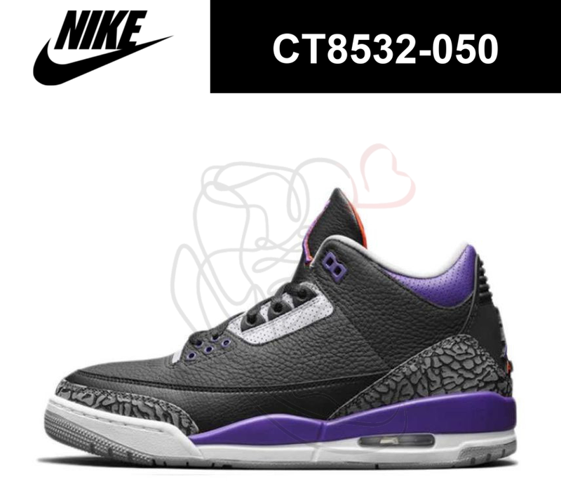 シューズ(男性用) Nike AirJordan3 Retro Black/Court Purple Jordan Air Jordan 3 Retro 