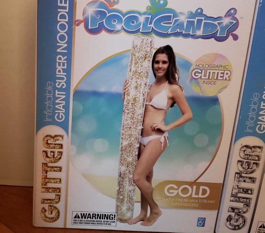 Lot of 2 Pool Candy Gold Glitter and Silver Glitter Inflatable Super Noodle Pool