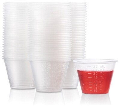 Clear Graduated Plastic Medicine Cups, 1 oz. (30 mL) Capacity - Pack of 100