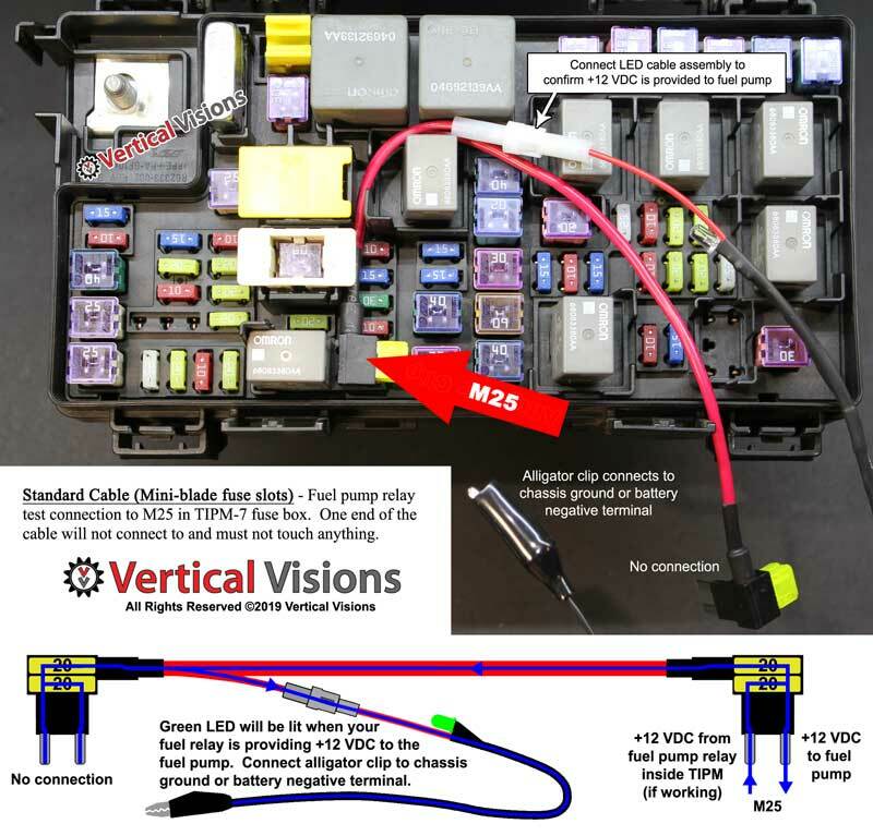 TIPM Fuel Pump Relay LED Bypass/Test Cable:Most 2007-2020 Dodge