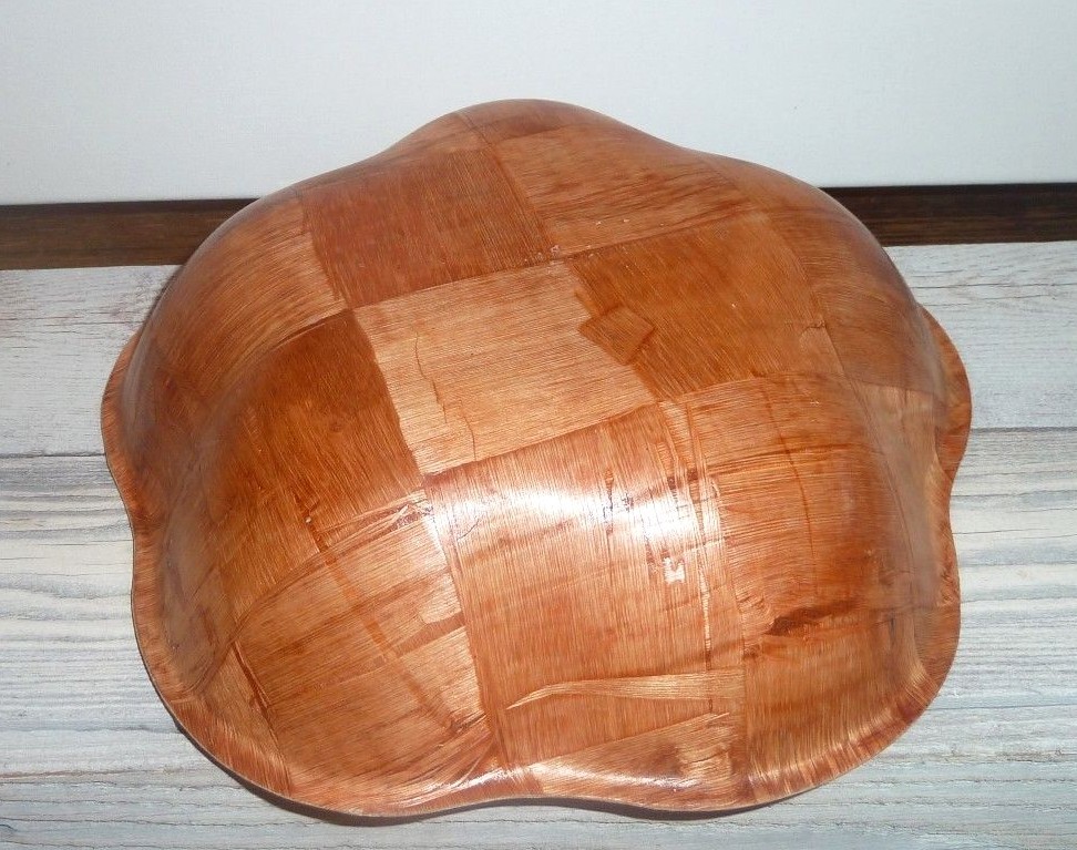 Home Master Set Of Two Ornate Antique Wood Bowl & Circle Tray