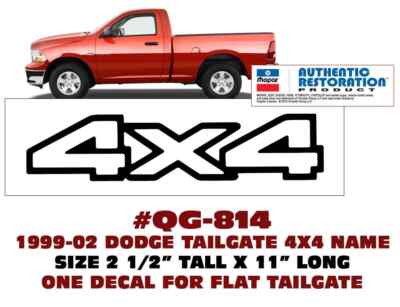 QG-814 1999 2000 2001 2002 DODGE RAM TRUCK - 4X4 - TAILGATE DECAL - LICENSED