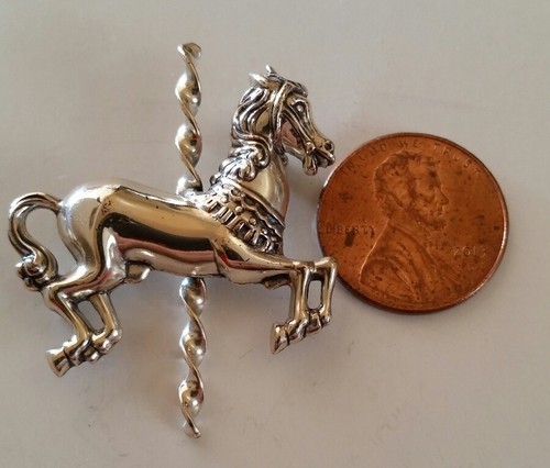Sterling Silver By Beau Carousel Horse Pin Brooch