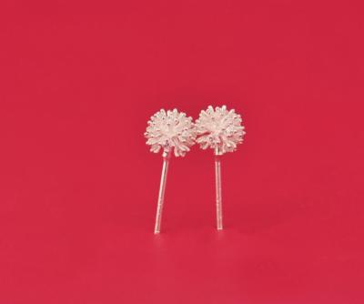 Super Adorable Tiny Dandelion Flower Silver Stud Earring 