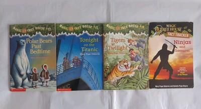 Set of 4 Magic Tree House Books. Polar Bears Past Bedtime, Tigers at Twilight.