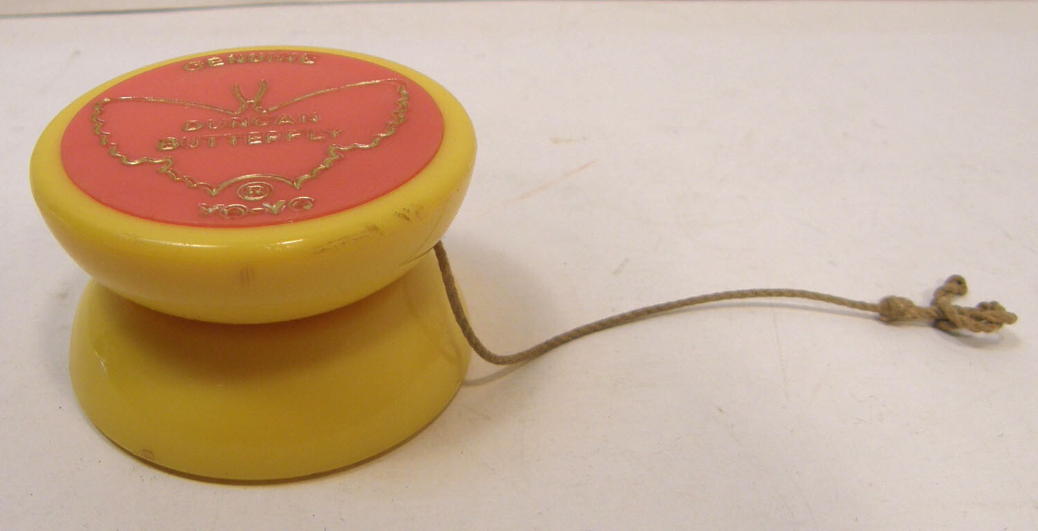 VINTAGE LATE 1960'S EARLY 1970'S DUNCAN BUTTERFLY YOYO YO-YO  YELLOW & ORANGE