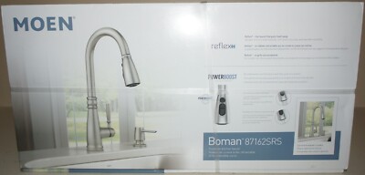 New MOEN Boman Single Handle Pull-Down Sprayer Kitchen Faucet /Reflex+PowerBoost
