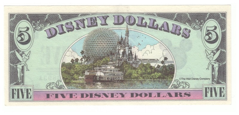 1994 A Goofy / View from Disney World Disneyland Dollar $5 DIS34