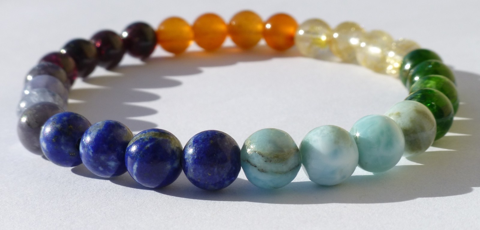 Chakra Natural Gemstone Bracelet Chrome Diopside Lapis Larimar 7mm - 6 3/8