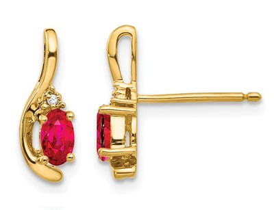 Red Ruby 1/2 Carat (ctw) Earrings in 14K Yellow Gold