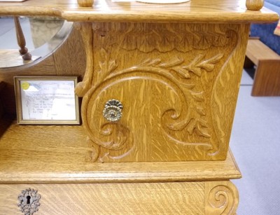 Antique Oak Drop Front Secretary Desk