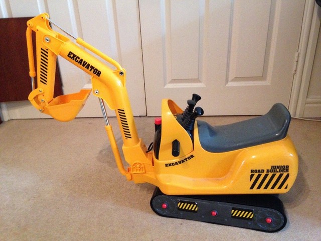 micro excavator and hard hat