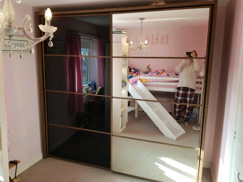 Harveys Black Glass And Mirrored Large Wardrobe In Diss Norfolk