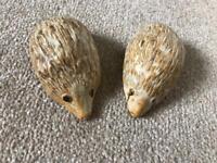 Pair studio pottery glazed hedgehogs 