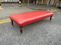 FREE DELIVERY RED LEATHER CHESTERFIELD STOOL GOOD CONDITION