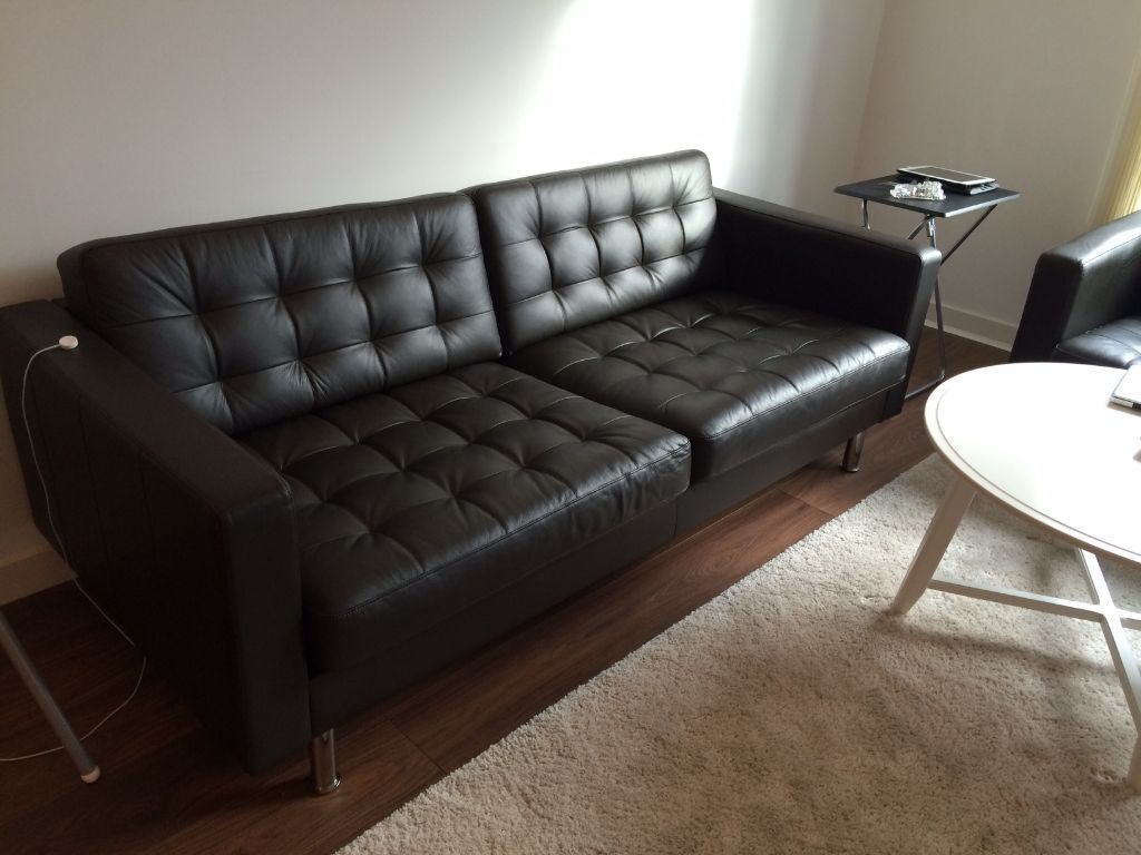 Landskrona 3 2 Person Leather Sofa Dark Brown IKEA In