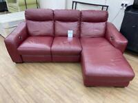 Red leather electric recliner corner sofa 