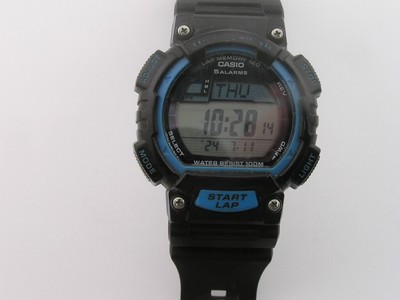 Casio Lap Memory 120 Watch LCD Blue w/ Band 3425