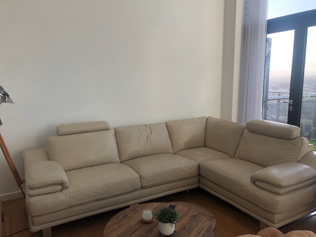 Cream Leather Instyle Corner Sofa in Southside, Glasgow Gumtree