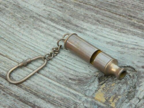 VINTAGE COLLECTIBLE NAUTICAL MARINE KAY RING NEW BRASS ANCHOR WHISTLE KEY CHAIN 