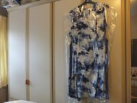  NEW women's / ladies DRESS - COTTON PRINT - BLUE/IVORY ROSE CLOUD SIZE 22 AS ON TAG
