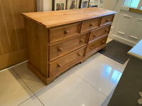 Large Wide Solid Antique Pine Wood Chest of Drawers Furniture Nursery Lounge Bedroom Dresser RRP£795