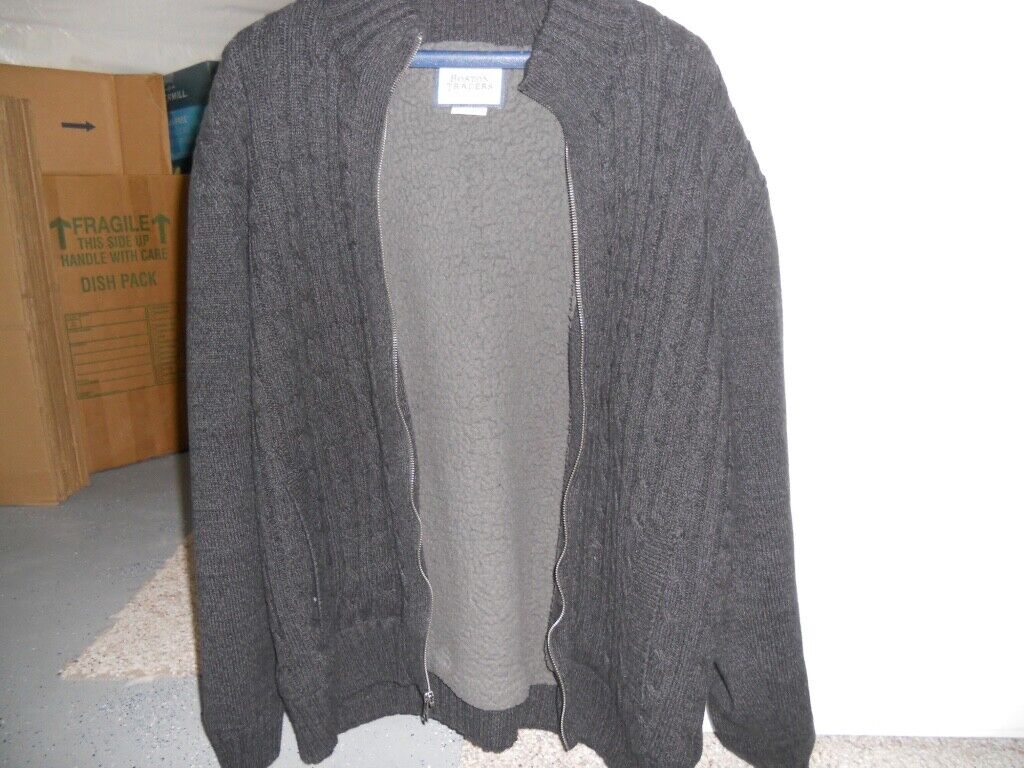 ボストン・トレーダー・ダークグレイ・フリースは、メンズのセーター・フルジップ【ＸＬサイズ】を編まれるケーブルに線をひきましたのeBay公認海外通販｜セカイモン