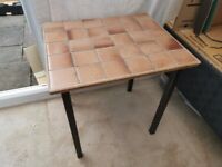 Old Small tile top with Iron legs Side table/Coffee table