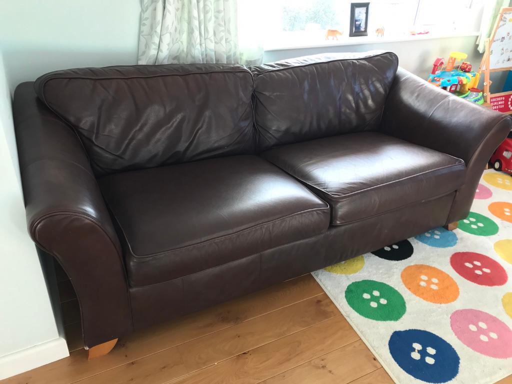 Marks and Spencer 3 seater brown leather sofa in Exmouth, Devon Gumtree