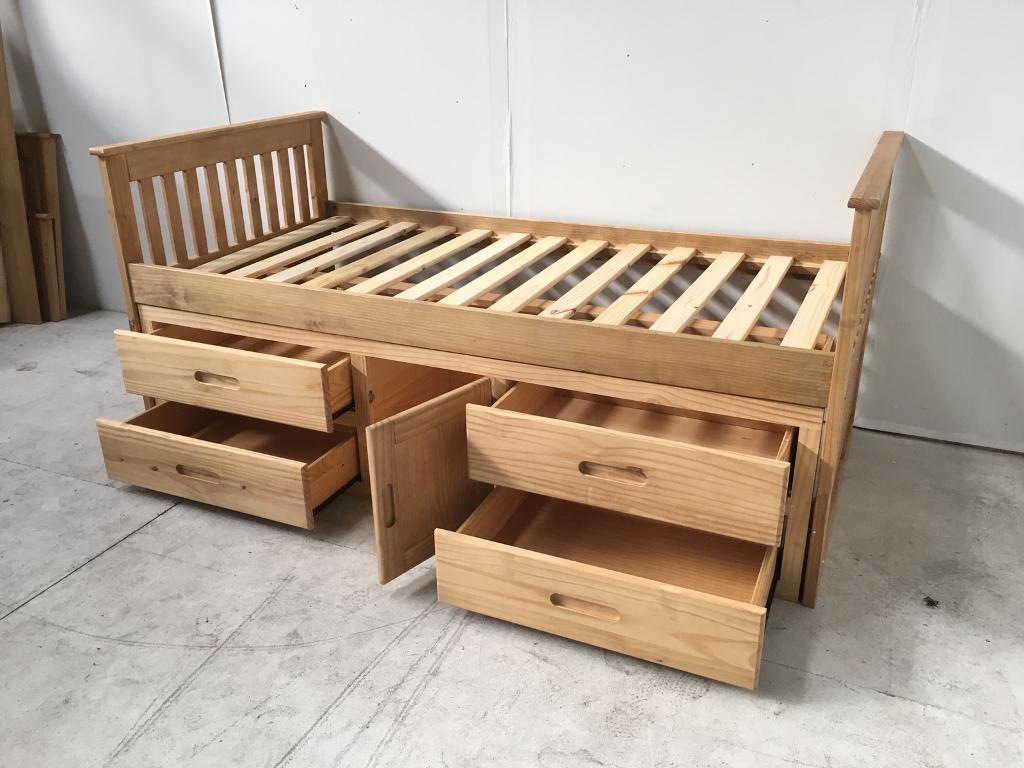 3FT Single Captains Storage Bed in Waxed Pine in Temple Meads
